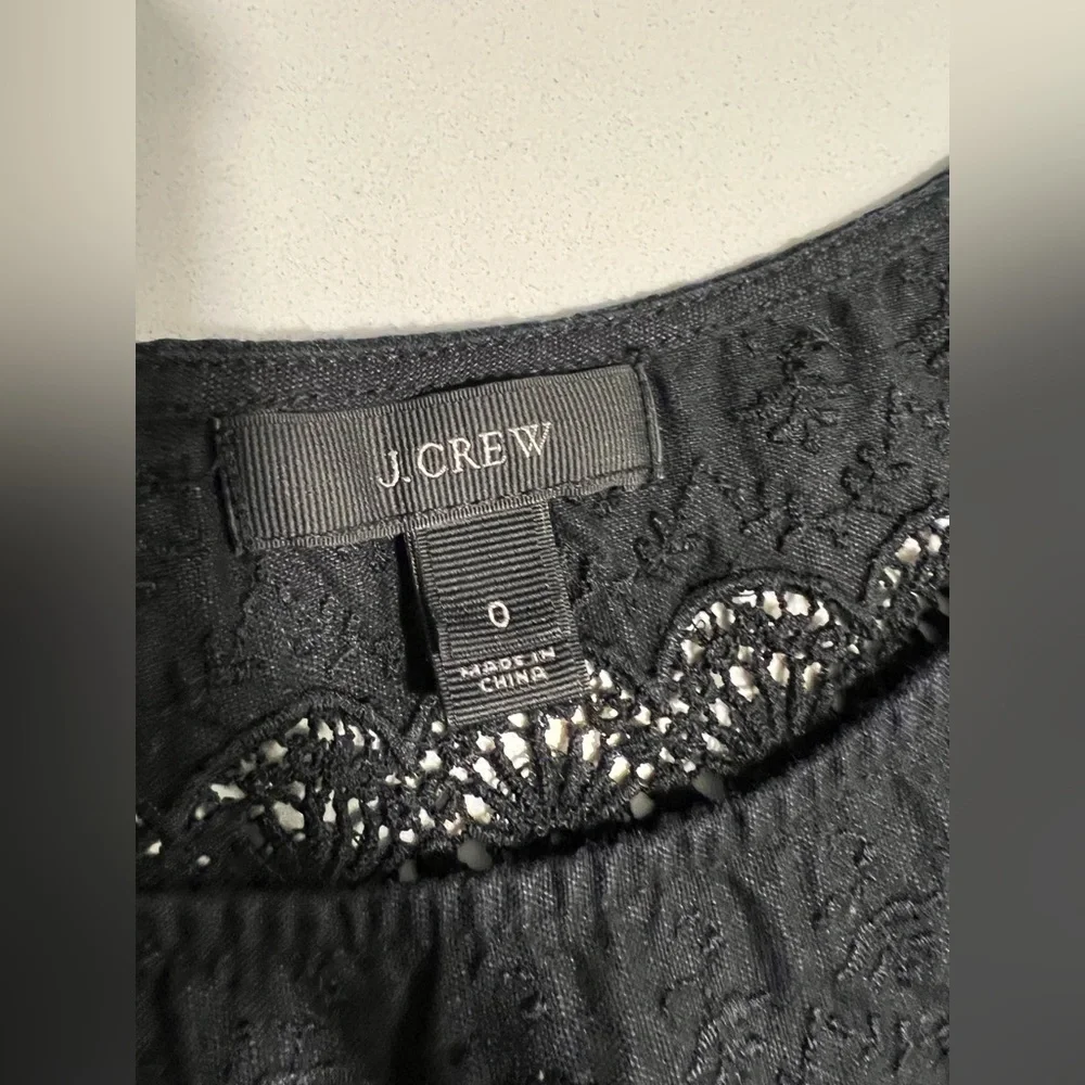 J Crew Womens Embroidered Scallop Dress Fitted Linen Cotton Size 0